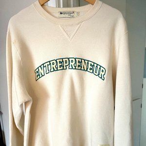Cream Color "Entrepreneur" Crewneck  Sweatshirt  Size Medium